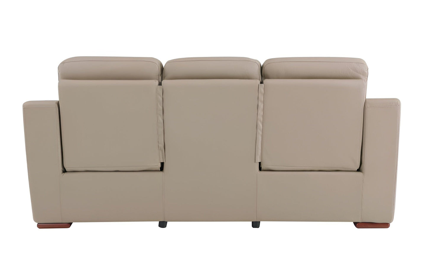 90" Beige Faux Leather Sofa With Brown Legs - Homeroots - Flyclothing LLC