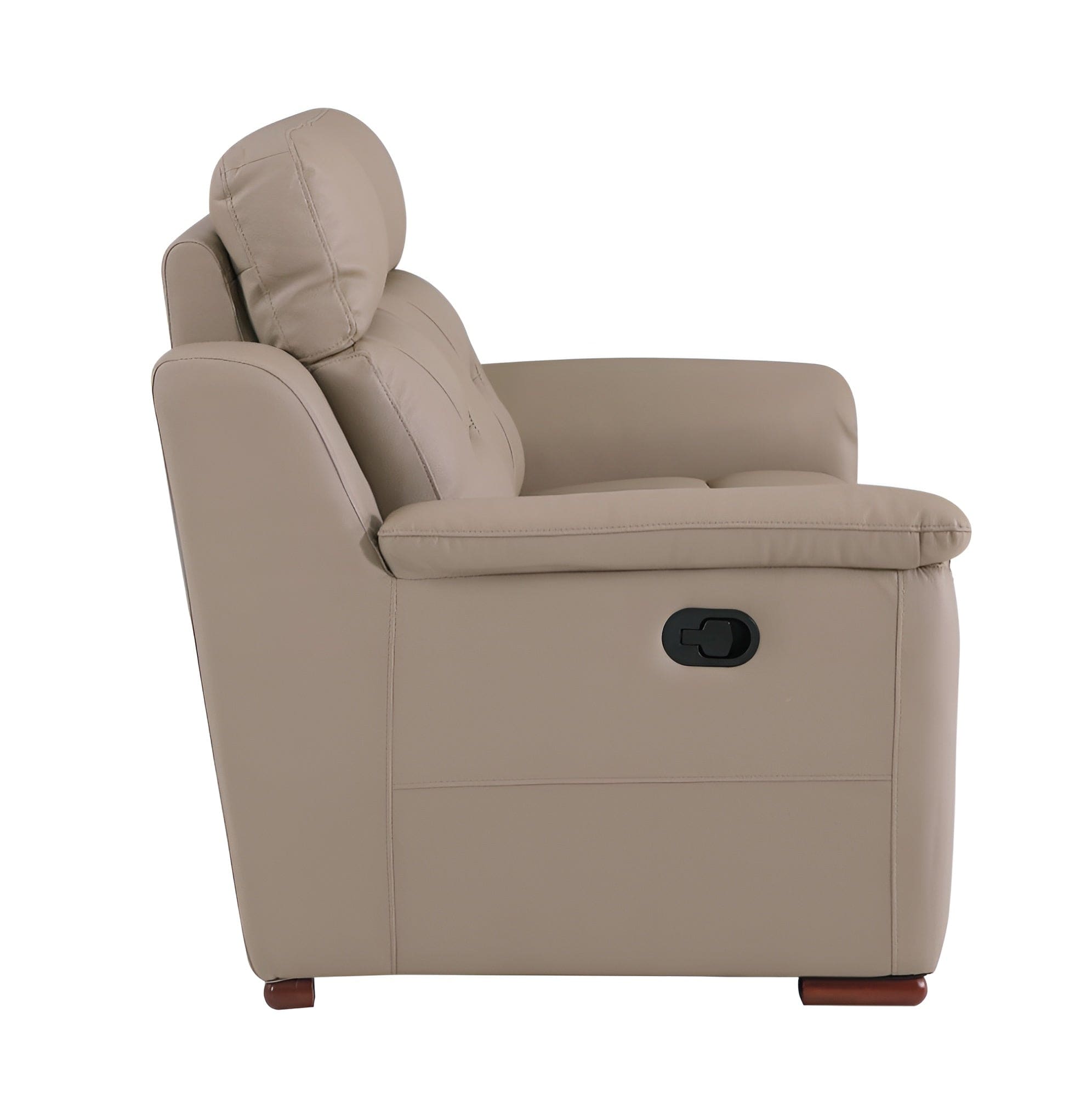 90" Beige Faux Leather Sofa With Brown Legs - Homeroots - Flyclothing LLC