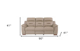 90" Beige Faux Leather Sofa With Brown Legs - Homeroots - Flyclothing LLC
