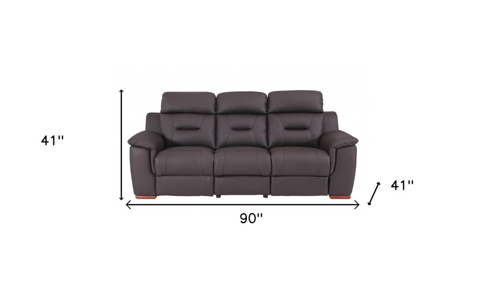 90" Brown Faux Leather Sofa - Homeroots - Flyclothing LLC