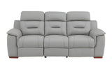 90" Gray Faux Leather Reclining Sofa With Brown Legs - Homeroots