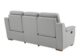 90" Gray Faux Leather Reclining Sofa With Brown Legs - Homeroots - Flyclothing LLC