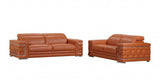 Two Piece Indoor Camel Italian Leather Five Person Seating Set - Homeroots - Flyclothing LLC