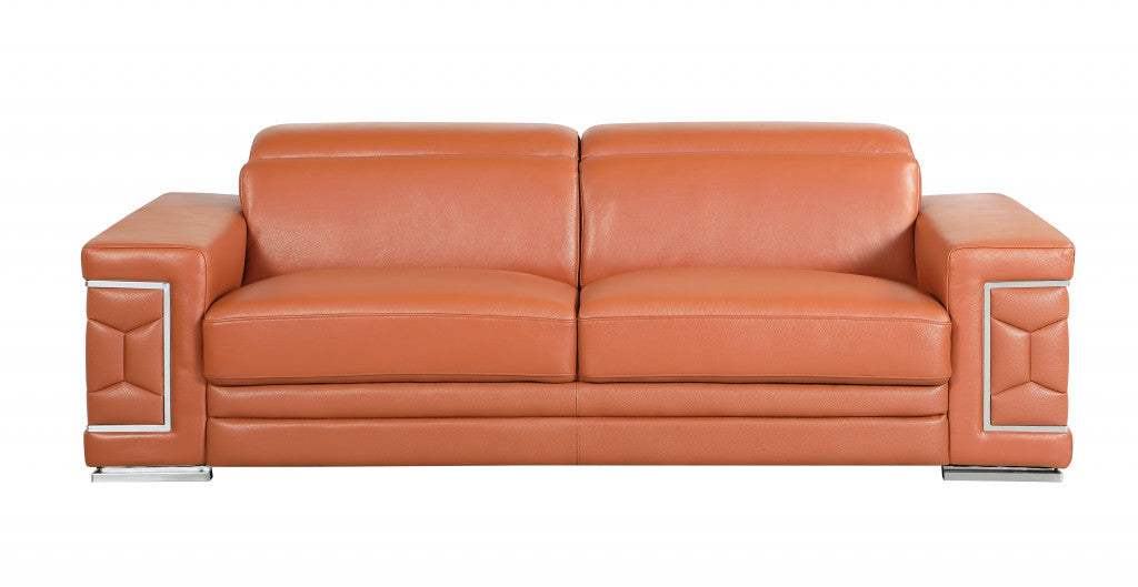 Two Piece Indoor Camel Italian Leather Five Person Seating Set - Homeroots - Flyclothing LLC