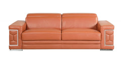 Two Piece Indoor Camel Italian Leather Five Person Seating Set - Homeroots