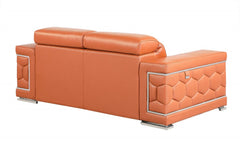 Two Piece Indoor Camel Italian Leather Five Person Seating Set - Homeroots