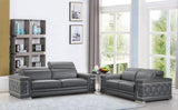 Two Piece Indoor Dark Gray Italian Leather Five Person Seating Set - Homeroots - Flyclothing LLC