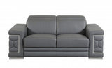 Two Piece Indoor Dark Gray Italian Leather Five Person Seating Set - Homeroots - Flyclothing LLC