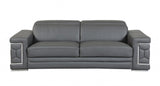Two Piece Indoor Dark Gray Italian Leather Five Person Seating Set - Homeroots