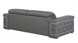 Two Piece Indoor Dark Gray Italian Leather Five Person Seating Set - Homeroots