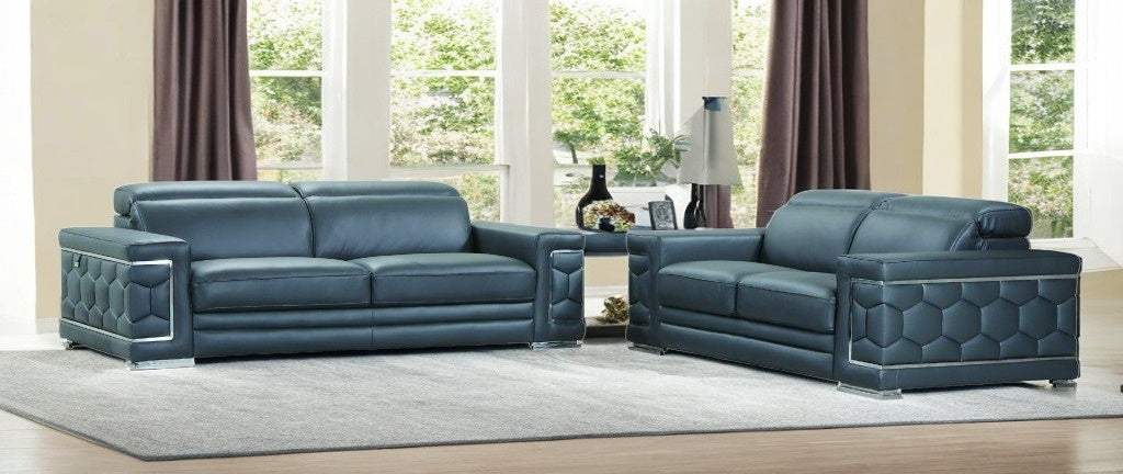Two Piece Indoor Dark Gray Italian Leather Five Person Seating Set - Homeroots - Flyclothing LLC
