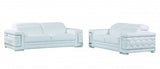 Two Piece Indoor White Italian Leather Five Person Seating Set - Homeroots - Flyclothing LLC