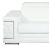 Two Piece Indoor White Italian Leather Five Person Seating Set - Homeroots - Flyclothing LLC