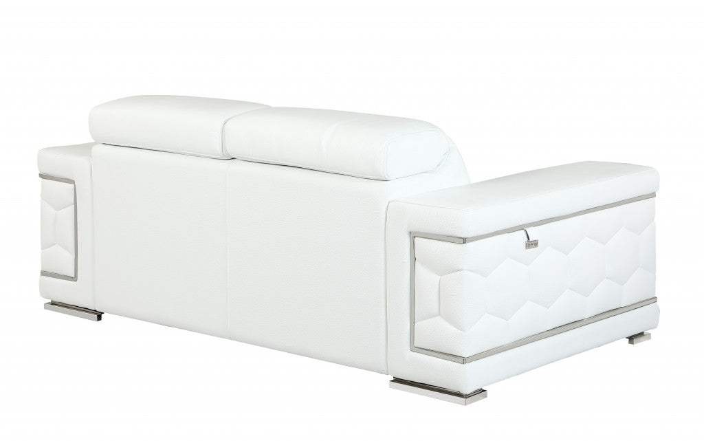 Two Piece Indoor White Italian Leather Five Person Seating Set - Homeroots - Flyclothing LLC