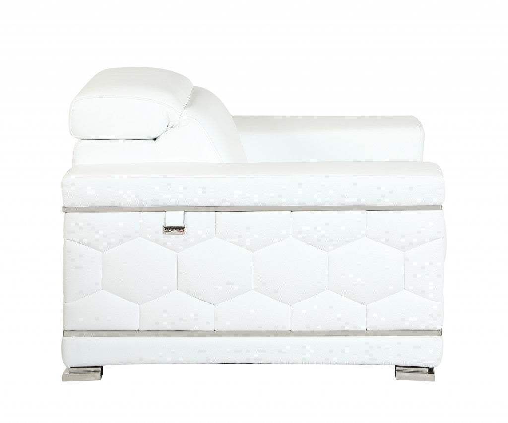 Two Piece Indoor White Italian Leather Five Person Seating Set - Homeroots - Flyclothing LLC