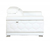Two Piece Indoor White Italian Leather Five Person Seating Set - Homeroots - Flyclothing LLC