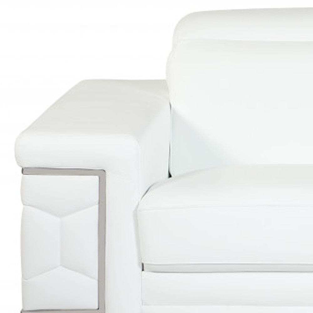 Two Piece Indoor White Italian Leather Five Person Seating Set - Homeroots - Flyclothing LLC
