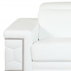 Two Piece Indoor White Italian Leather Five Person Seating Set