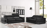 Two Piece Indoor Black Italian Leather Five Person Seating Set - Homeroots - Flyclothing LLC