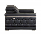 Two Piece Indoor Black Italian Leather Five Person Seating Set - Homeroots - Flyclothing LLC