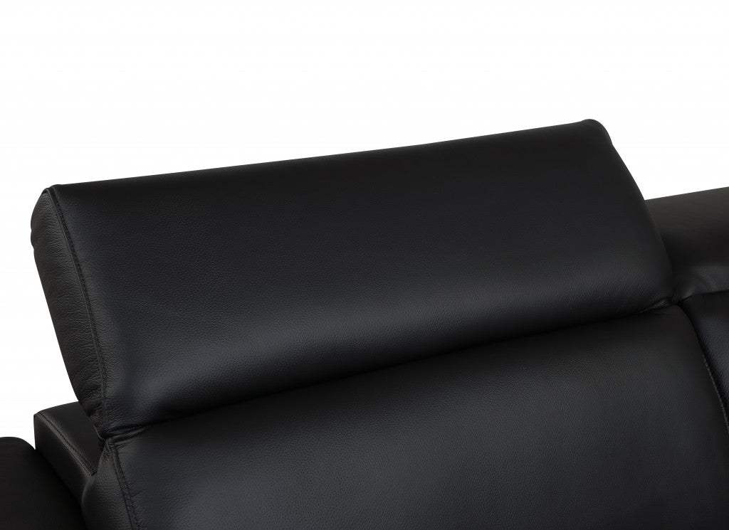 Two Piece Indoor Black Italian Leather Five Person Seating Set - Homeroots - Flyclothing LLC