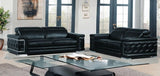 Two Piece Indoor Black Italian Leather Five Person Seating Set - Homeroots