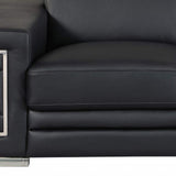 Two Piece Indoor Black Italian Leather Five Person Seating Set - Homeroots - Flyclothing LLC