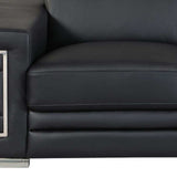 Two Piece Indoor Black Italian Leather Five Person Seating Set - Homeroots - Flyclothing LLC