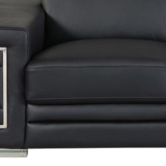 Two Piece Indoor Black Italian Leather Five Person Seating Set - Homeroots