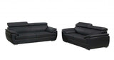 Two Piece Indoor Black Genuine Leather Five Person Seating Set - Homeroots - Flyclothing LLC