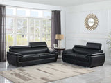 Two Piece Indoor Black Genuine Leather Five Person Seating Set - Homeroots - Flyclothing LLC