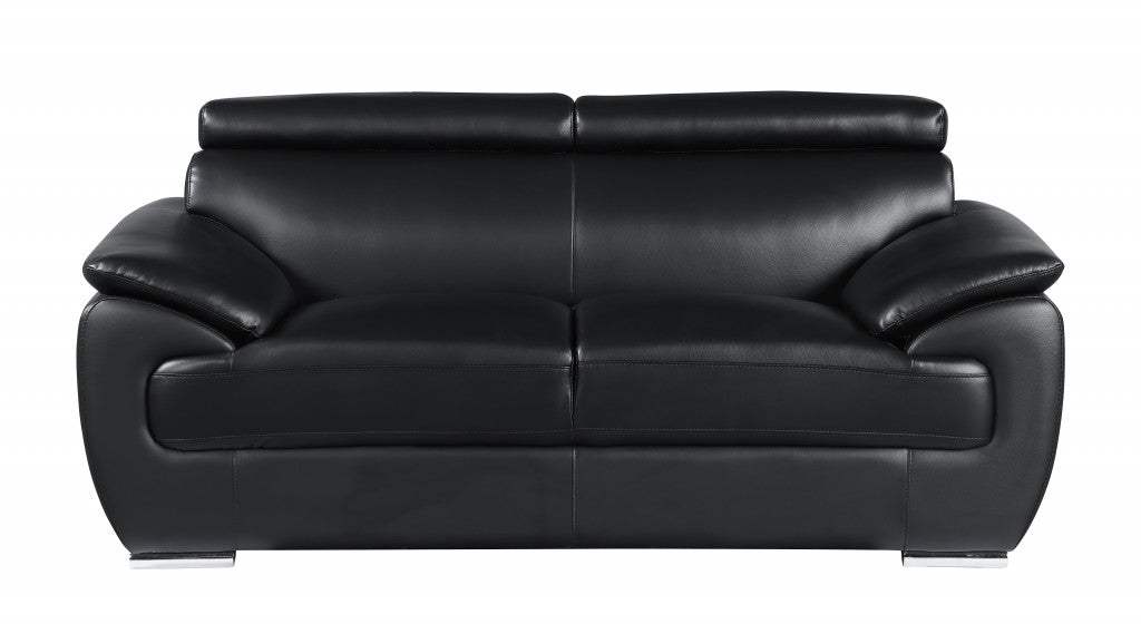 Two Piece Indoor Black Genuine Leather Five Person Seating Set - Homeroots - Flyclothing LLC