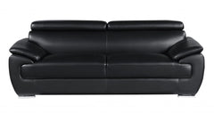 Two Piece Indoor Black Genuine Leather Five Person Seating Set - Homeroots