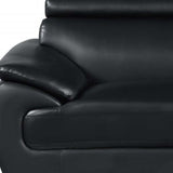 Two Piece Indoor Black Genuine Leather Five Person Seating Set - Homeroots - Flyclothing LLC