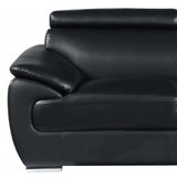 Two Piece Indoor Black Genuine Leather Five Person Seating Set - Homeroots - Flyclothing LLC
