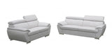 Two Piece Indoor White Genuine Leather Five Person Seating Set - Homeroots
