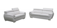 Two Piece Indoor White Genuine Leather Five Person Seating Set - Homeroots