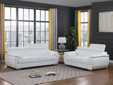 Two Piece Indoor White Genuine Leather Five Person Seating Set - Homeroots - Flyclothing LLC