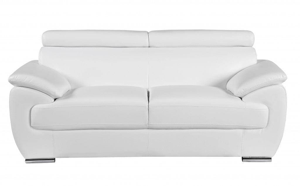 Two Piece Indoor White Genuine Leather Five Person Seating Set - Homeroots