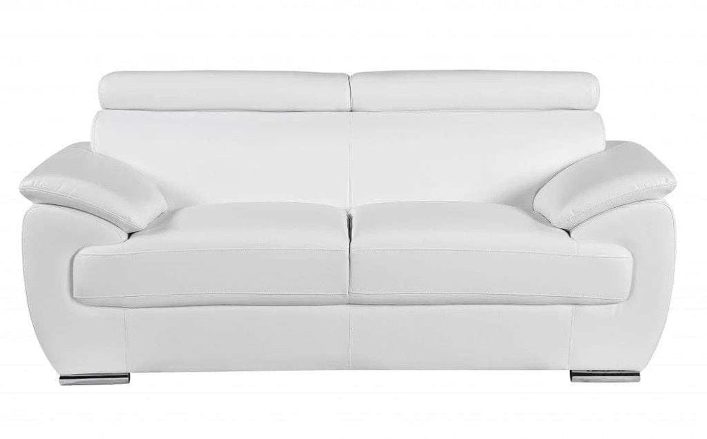 Two Piece Indoor White Genuine Leather Five Person Seating Set - Homeroots - Flyclothing LLC