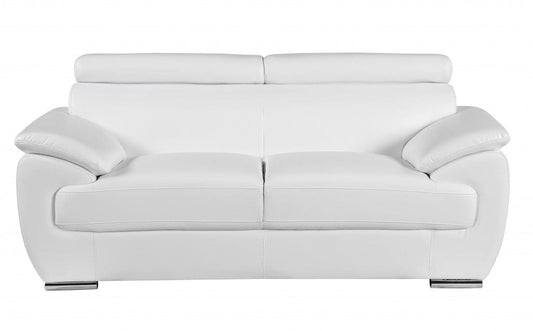 Two Piece Indoor White Genuine Leather Five Person Seating Set - Homeroots