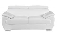 Two Piece Indoor White Genuine Leather Five Person Seating Set - Homeroots
