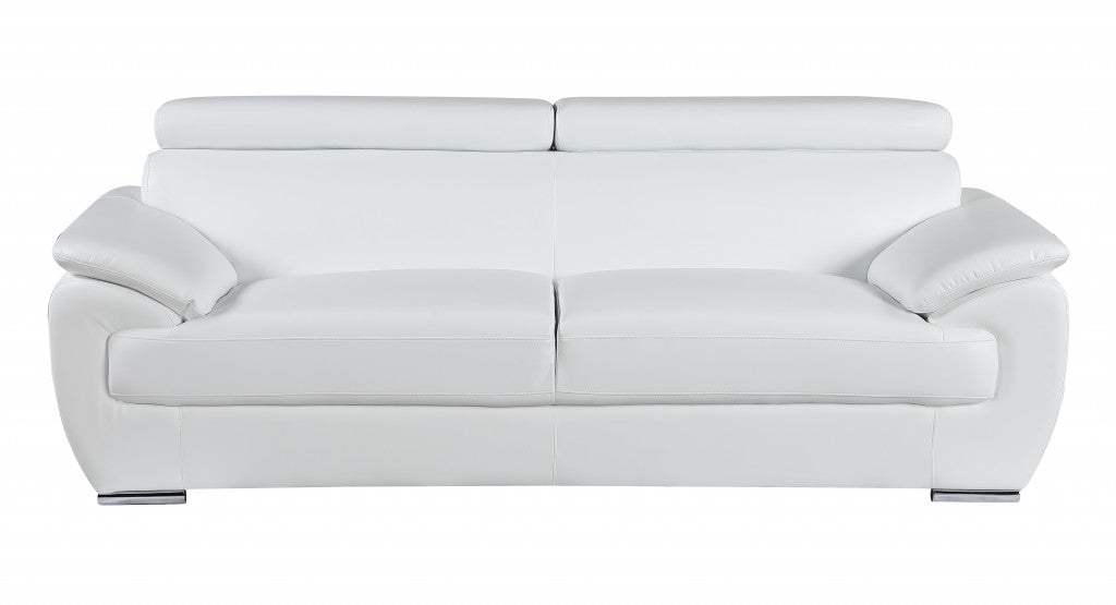 Two Piece Indoor White Genuine Leather Five Person Seating Set - Homeroots - Flyclothing LLC