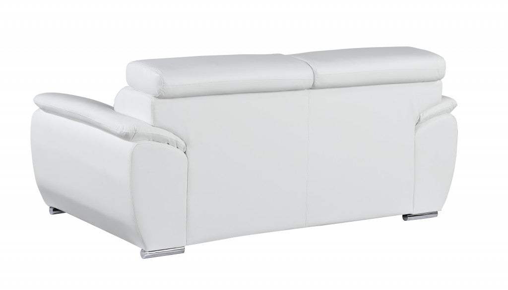 Two Piece Indoor White Genuine Leather Five Person Seating Set - Homeroots - Flyclothing LLC