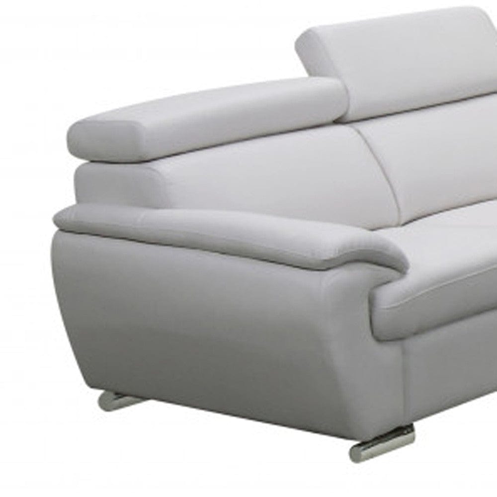 Two Piece Indoor White Genuine Leather Five Person Seating Set - Homeroots