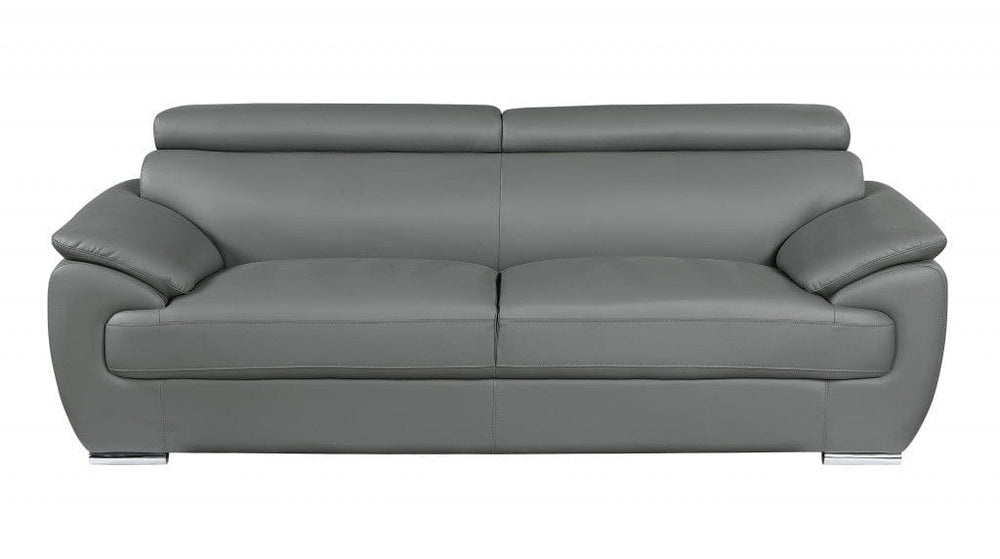 Two Piece Indoor Gray Genuine Leather Five Person Seating Set - Homeroots