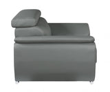 Two Piece Indoor Gray Genuine Leather Five Person Seating Set - Homeroots