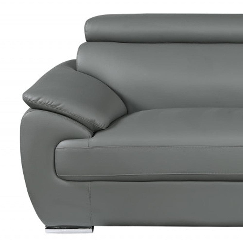 Two Piece Indoor Gray Genuine Leather Five Person Seating Set - Homeroots