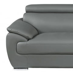 Two Piece Indoor Gray Genuine Leather Five Person Seating Set - Homeroots