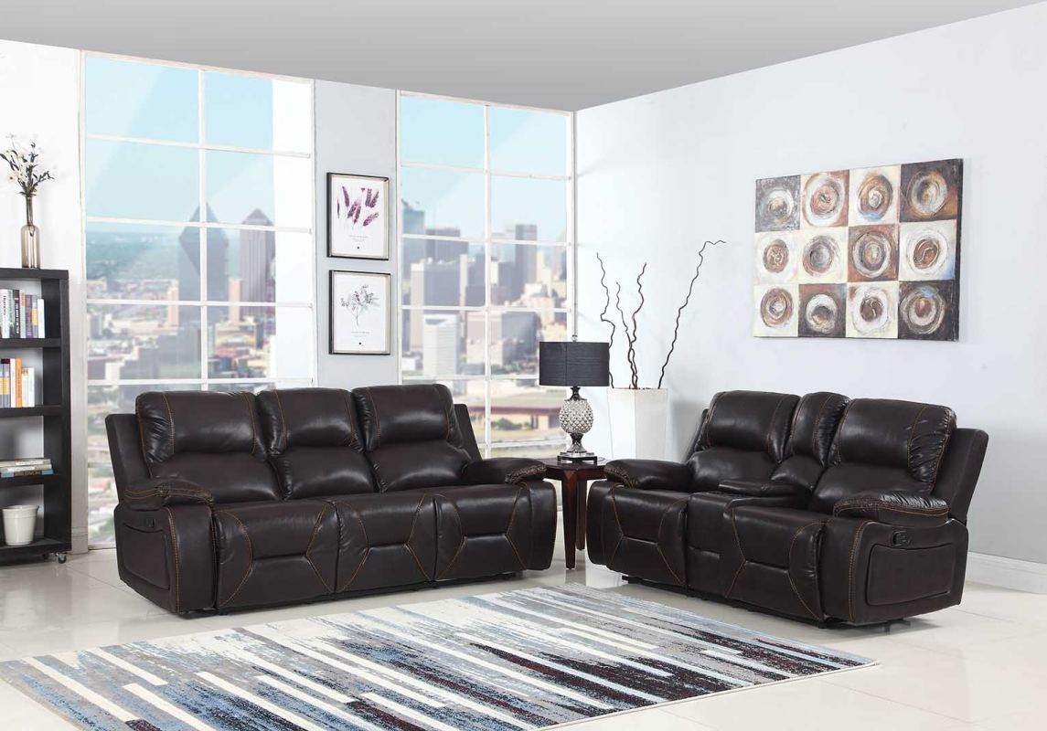 Two Piece Indoor Brown Faux Leather Five Person Seating Set - Homeroots - Flyclothing LLC